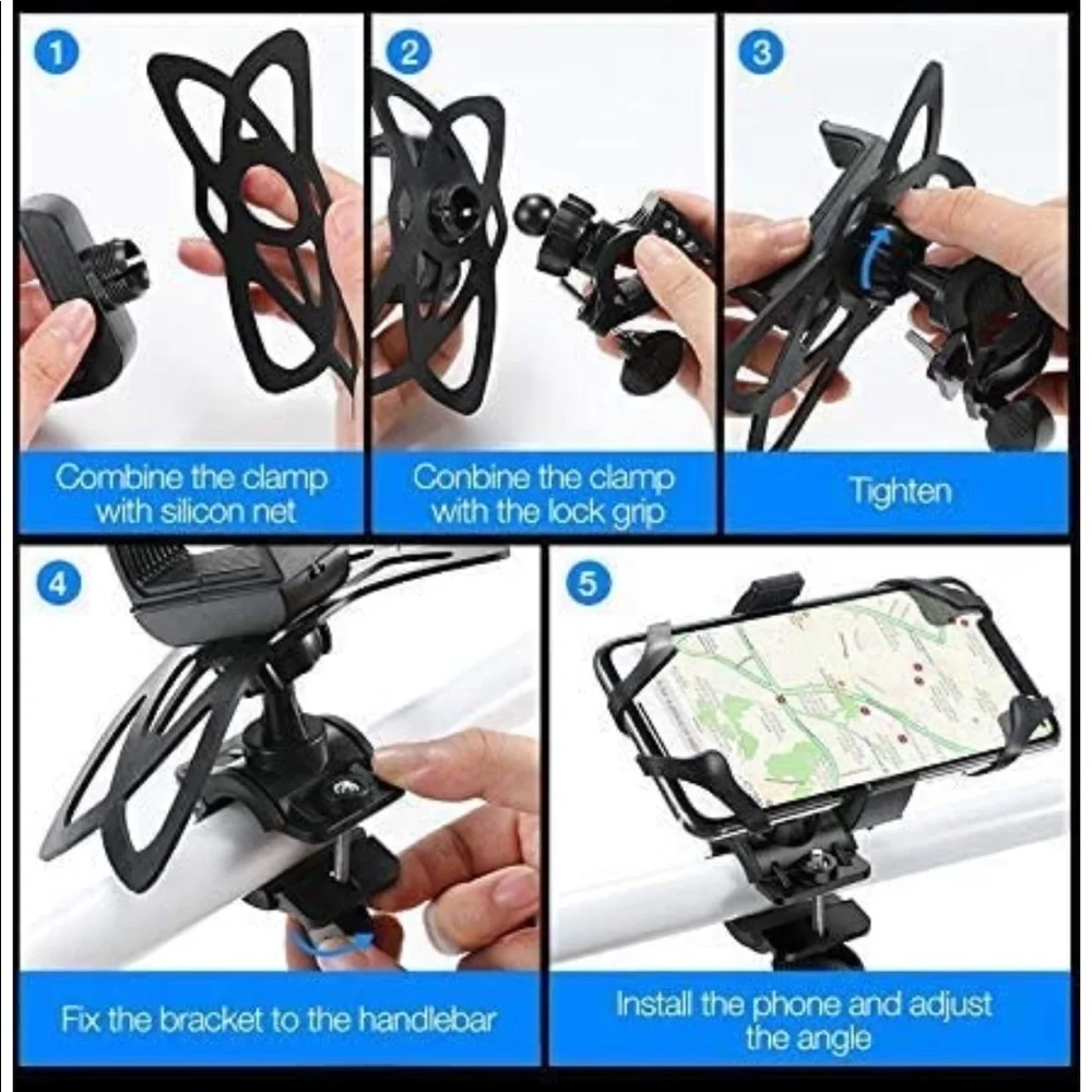 Bicycle Phone Holder, Blue, Black